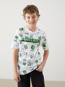 Bisiklet Yaka Minecraft Bask?l? Erkek ?ocuk Ti??rt