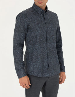 Lacivert Slim Fit Uzun Kollu G_mlek - Pierre cardin фото 6