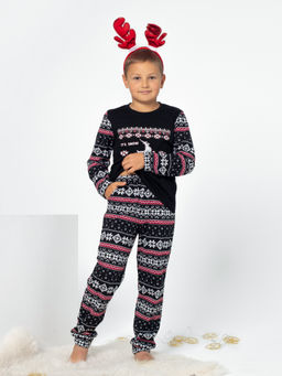 Пижама детская кулирка с брюками "ЛАПЛАНДИЯ" ЧЕРНЫЙ