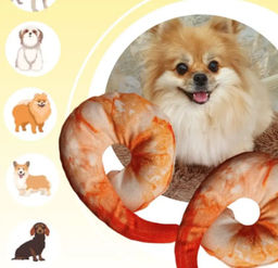 Цена за 3 шт. Игрушка для щенков, собак мелких и средних пород "Креветка", с пищалкой, 15*4см (лейбл)