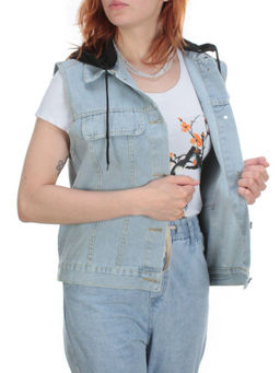 803 BLUE/BLACK Джинсовый жилет женский (100% хлопок) - Фабричный китай фото 8