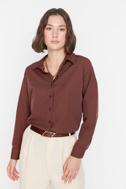 TRENDYOLMILLA Beyaz Loose Fit Pamuklu Dokuma Gomlek TWOAW20GO0107 фото 46