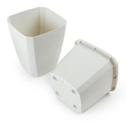 Кашпо квадратное с дренажной вставкой Лаунж 2,4л/1,6л светло-серое С371СЕР - Martika фото 2