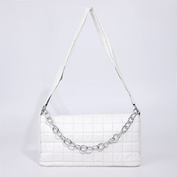 Сумка-багет на молнии, цвет белый