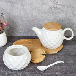 Чайник заварочный 300 мл и сахарница 250 мл с ложкой / CF127 /уп 36/ на подставке - Галеонтрейд фото 5