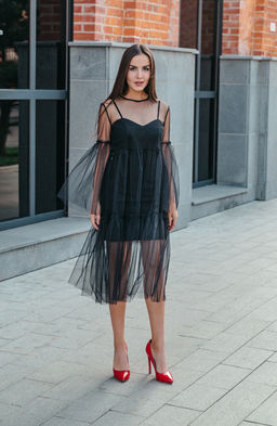 Двухслойное платье черный