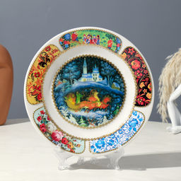 Тарелка декоративная Тройка, вид 2, настенная, D = 20 см