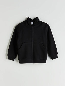 Kap??onlu Erkek ?ocuk Kal?n Fermuarl? Sweatshirt