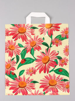 Цена за 50 шт. Пакет Ромашки, полиэтиленовый с петлевой ручкой, 38?42 + 3 см, 37 мкм