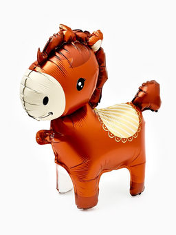 Цена за 2 шт. Воздушный шар фольгированный 3D 25" "Лошадка" цвет коричневый, под воздух