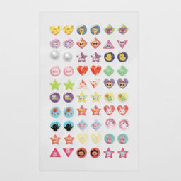 Цена за 2 шт. Серьги наклейки детские, пластик, улыбка, яркие, цветные - Qf фото 2