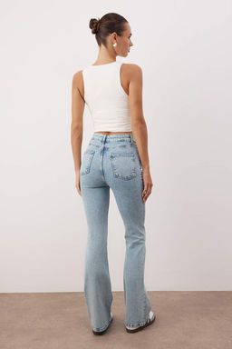 Ac?k Mavi Yuksek Bel Flare Jeans TWOAW26JE00260 - Trendyolmilla фото 3