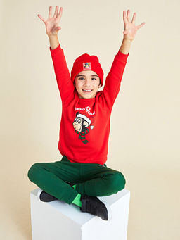 Bisiklet Yaka Nostaljik Maymun Bask?l? Y?lba?? Temal? Uzun Kollu Erkek ?ocuk Sweatshirt - Waikiki фото 3