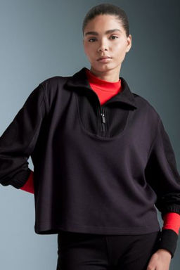 DeFactoFit Oversize Genis Kal?p Dik Yaka Modal Sporcu Sweatshirt