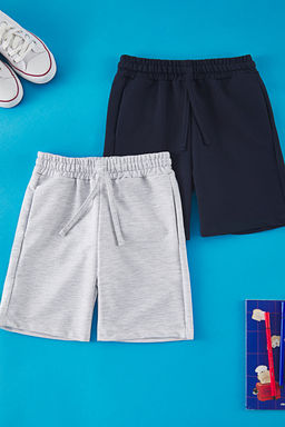 Siyah-K?rm?z? 2li Erkek Cocuk Pamuklu Basic Orme Sort & Bermuda TKDSS25SR00003 - Trendyolmilla фото 12