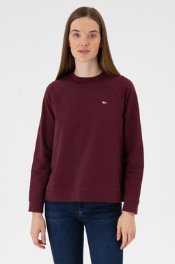 Kad_n Bordo Regular Bisiklet Yaka Basic Sweatsh_rt