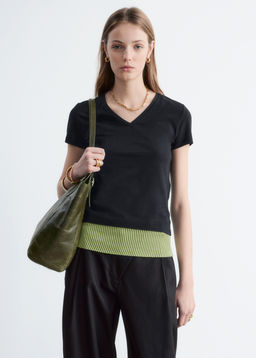 Camiseta de algod?n con escote en pico - H&m фото 3