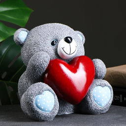 Копилка для денег Мишка с сердцем, серый, 20?18?20 см