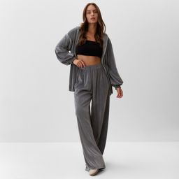 Костюм женский (толстовка, брюки) KAFTAN Plushy, размер 40-42, серый