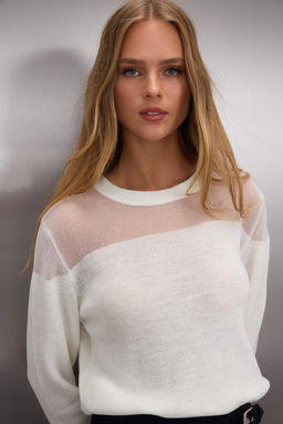 Siyah Simli Transparan Detayl? Triko Kazak TWOAW24KZ01023 - Trendyolmilla фото 16