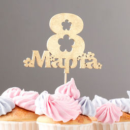 Цена за 5 шт. Топпер 8 Марта на подвесе, МИКС, 5 шт в фасовке Дарим Красиво