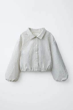 CAMISA GLOBO CUADROS / Crudo / Negro - Zara фото 4