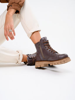 Ботинки 319.PODYUM141br.Вакса коричневая/шерсть