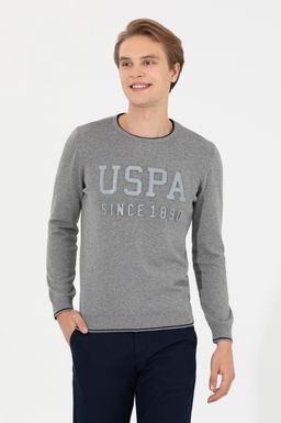 U. S. Polo Assn Мужской серый меланжевый трикотаж с круглым вырезом - U.s. polo assn фото 3