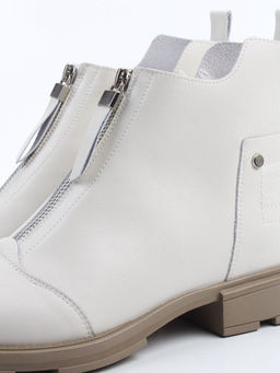 01-M43-11 LT.BEIGE Ботинки демисезонные женские (натуральная кожа, байка)