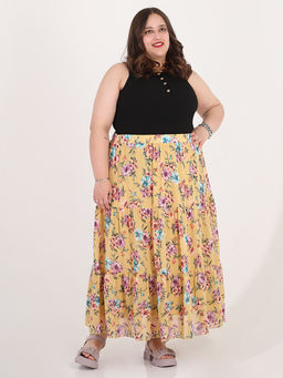 Желтая шифоновая юбка больших размеров - Almond фото 10