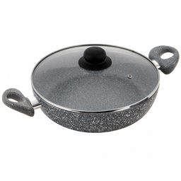 Жаровня с антипригарным покрытием д26см "Stone Pan", h6,8см, s0,3см, ручки из термостойкого пластика, стеклянная жаростойкая крышка с пароотводом, усиленное минералами покрытие (Россия)