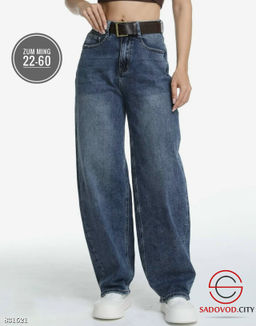 Джинсы багги с высокой посадкой