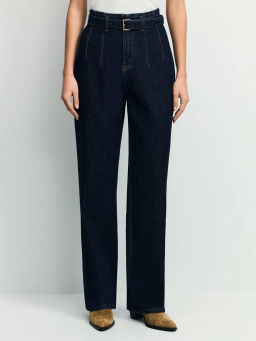 Джинсы straight с высокой посадкой с поясом / Zarina  фото 3