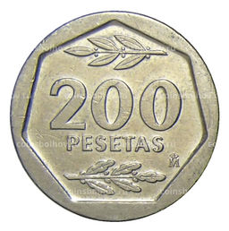 Монета 200 песет 1987 года Испания