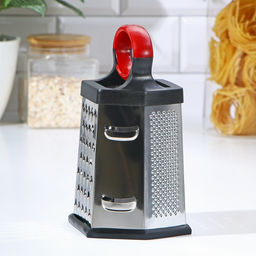 Тёрка шестигранная Доляна «Нео», 12.5×10.5×20.5 см, прорезиненное дно, чёрная, красная