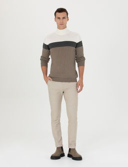Bej Slim Fit Ba_c_kl_ Kanvas Pantolon