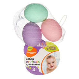 Резиновые игрушки для ванны Крошка Я «Яички», пастельный цвет, с пищалкой, в наборе 3 шт.