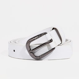 Ремень женский, ширина 2,2 см, винт, пряжка металл, цвет белый