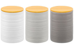 Набор 3 банок д/хранения 750 мл 10*10*14,6 см с бамбук. крышк с сил. упл. белая, св-серая, серая мат - Elan gallery фото 4