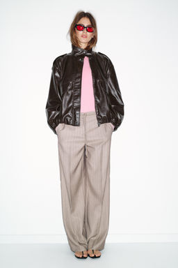 HERRINGBONE TROUSERS WITH BRAIDED BELT