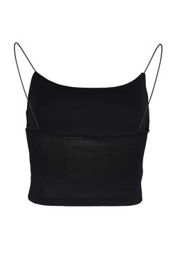 Siyah Pamuklu Spagetti Ask?l? Fitted/Vucuda Oturan Crop Esnek Orme Atlet TWOSS20AL0006