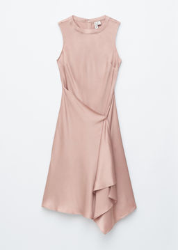 Vestido midi asim?trico de sat?n