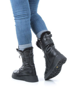04-YPM5834A BLACK Ботинки зимние женские (натуральная кожа, натуральный мех)
