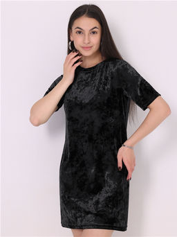 Платье Апрель велюр черное фото 3