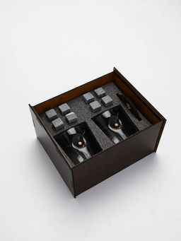 Подарочный набор бокалов с камнями для виски в деревянном ящике