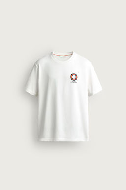CAMISETA REGULAR FIT BORDADO COMBINADO / Blanco roto - Zara фото 7