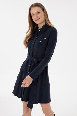 Женщина темно -синее вязаное платье Сурси - U.s. polo assn фото 2