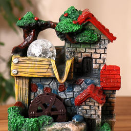 Фонтан настольный «Домик в лесу», 13×14.5×19.5 см, с подсветкой