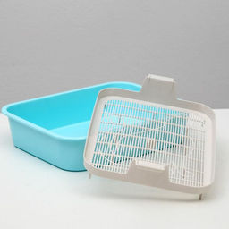 Туалет Мур-мяу для кошек, с сеткой, 33,2 х 25,6 х 7,2 см голубой - Пижон фото 4