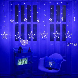 Гирлянда-занавес светодиодная Звезды 3х1 м, 120 LED 8 режимов / L126 /уп 30/ разноцветныйАКЦИЯ - Галеонтрейд фото 2